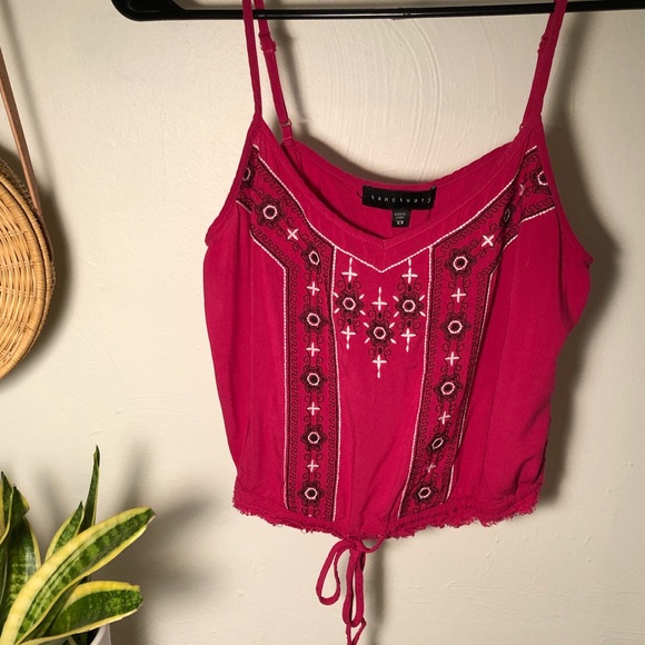 Sanctuary - Cropped Raw Edge Tank with Drawstring - Picture 1 of 3